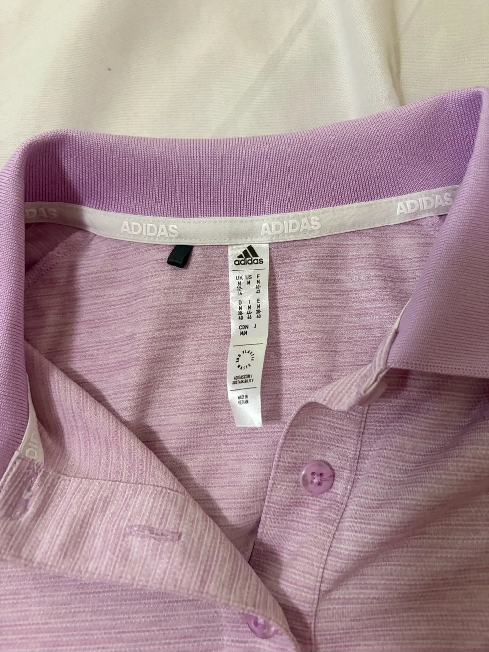 adidas Lavender Heather Short Sleeve Polo Shirt